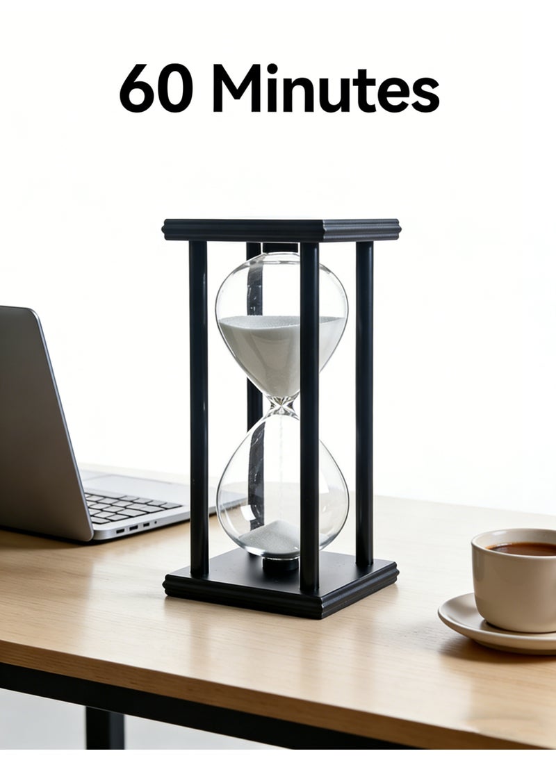 White Sand Hourglass in Black Wooden Frame - 60 Minute Timer - Image 2